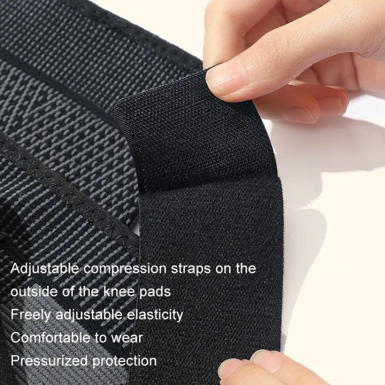 1pair Anti-Slip Compression Straps Keep Warm And Lengthen Knee Pads, Size: L(Plus Velvet Black)