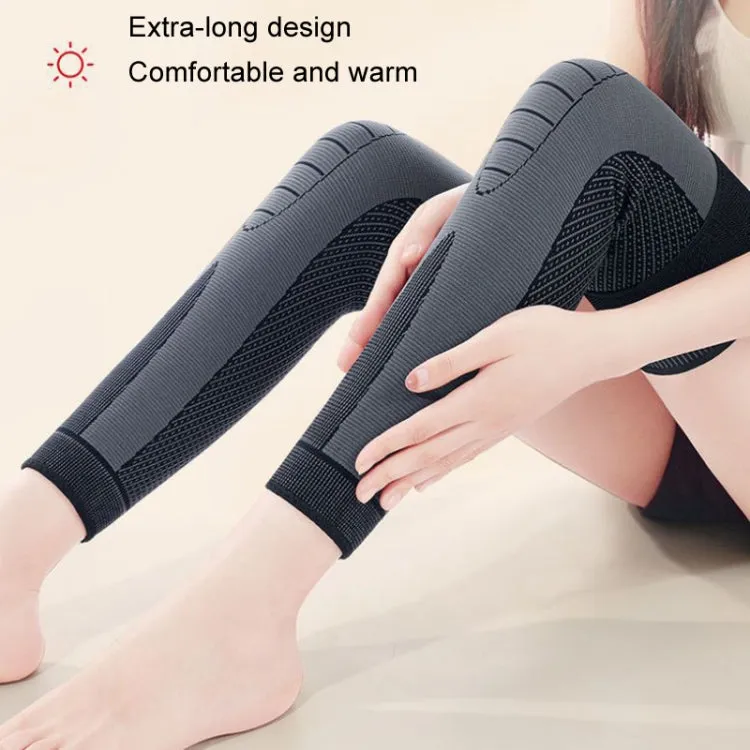 1pair Anti-Slip Compression Straps Keep Warm And Lengthen Knee Pads, Size: L(Plus Velvet Black)