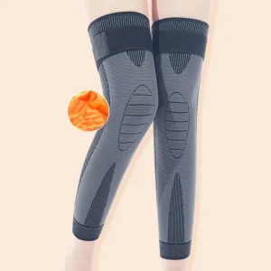 1pair Anti-Slip Compression Straps Keep Warm And Lengthen Knee Pads, Size: M(Plus Velvet Black)