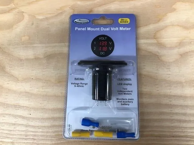 29mm Panel Mount Dual Volt Meter (9-48Vdc)