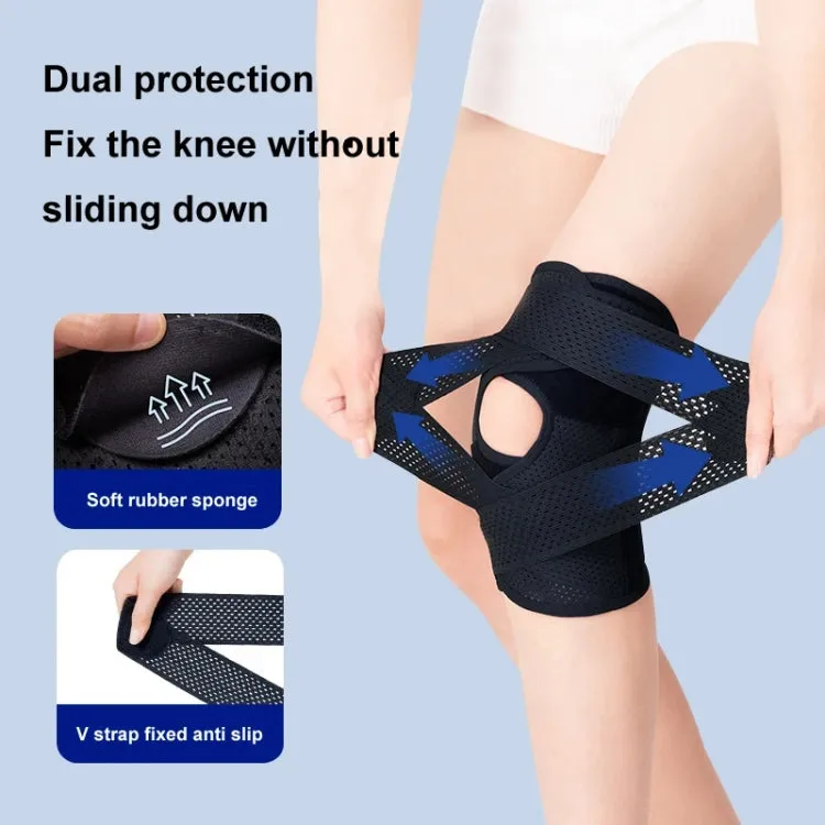 4th Generation Breathable Knee Guard Adjustable Thin Sports Running Cycling Mountaineering Meniscus Knee Joint Patella Strap, Size: XXL(White)