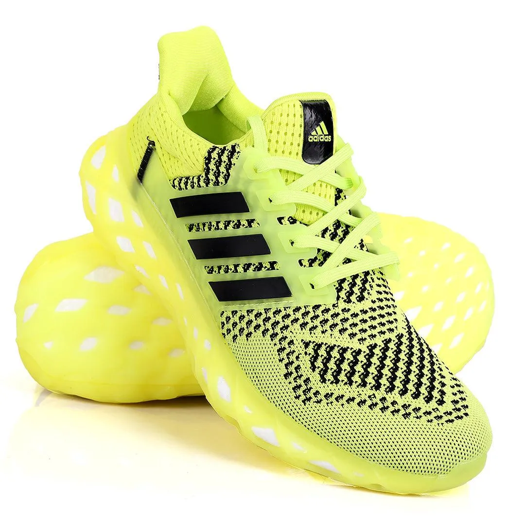 AD Boost Lemon And Black Designed Drift Men's Running Sneakers With Lemon Sole