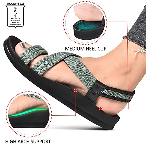 AEROTHOTIC Women's Hadal Arch Support Slingback Travel Essentials Sandals (Hadal Black, 7)