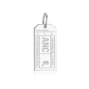 Anchorage Alaska USA ANC Luggage Tag Charm Silver