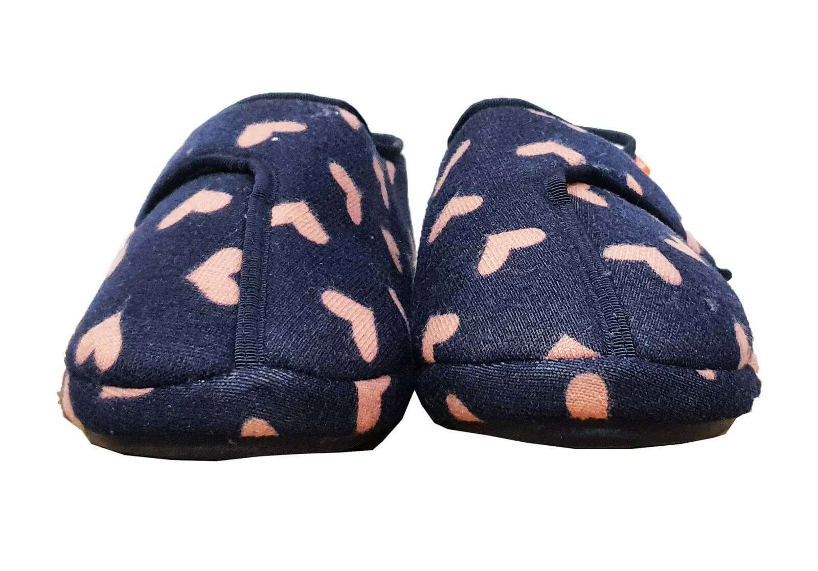 ARCHLINE Orthotic Plus Slippers Closed Scuffs - Navy Hearts