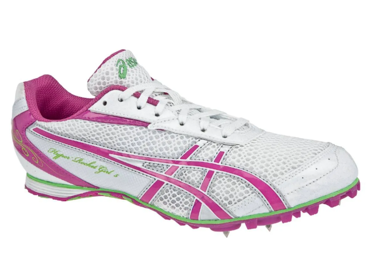 Asics Hyper-RocketGirl 5 Women's White Pink Track Sprinting Cleat Shoes