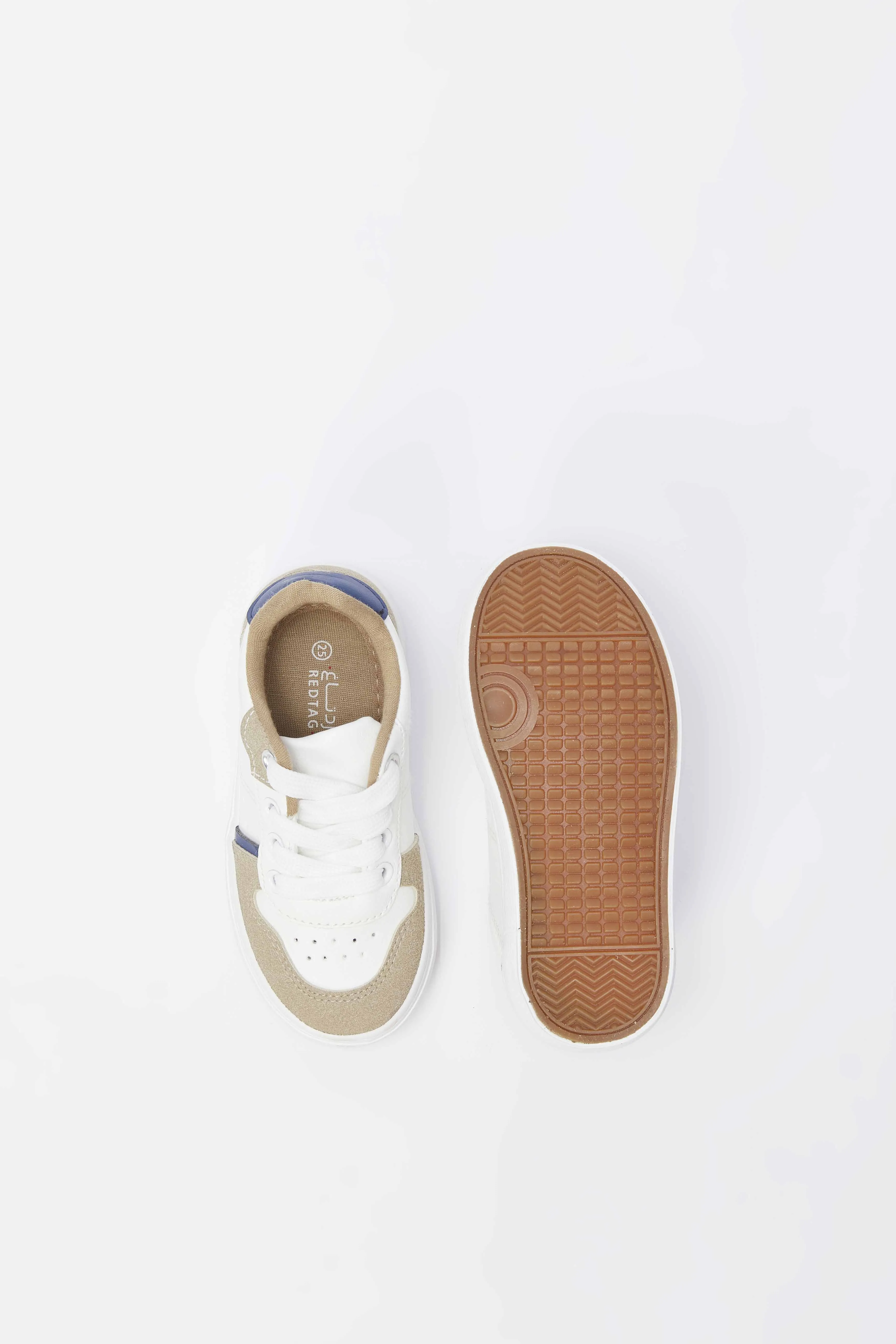 Baby Boys White And Beige Lace-Up Sneakers