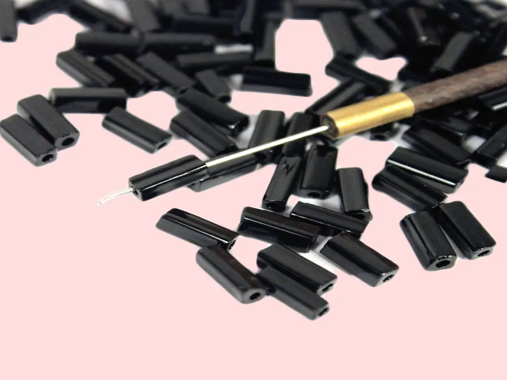 Black Square Tube Ceramic Beads