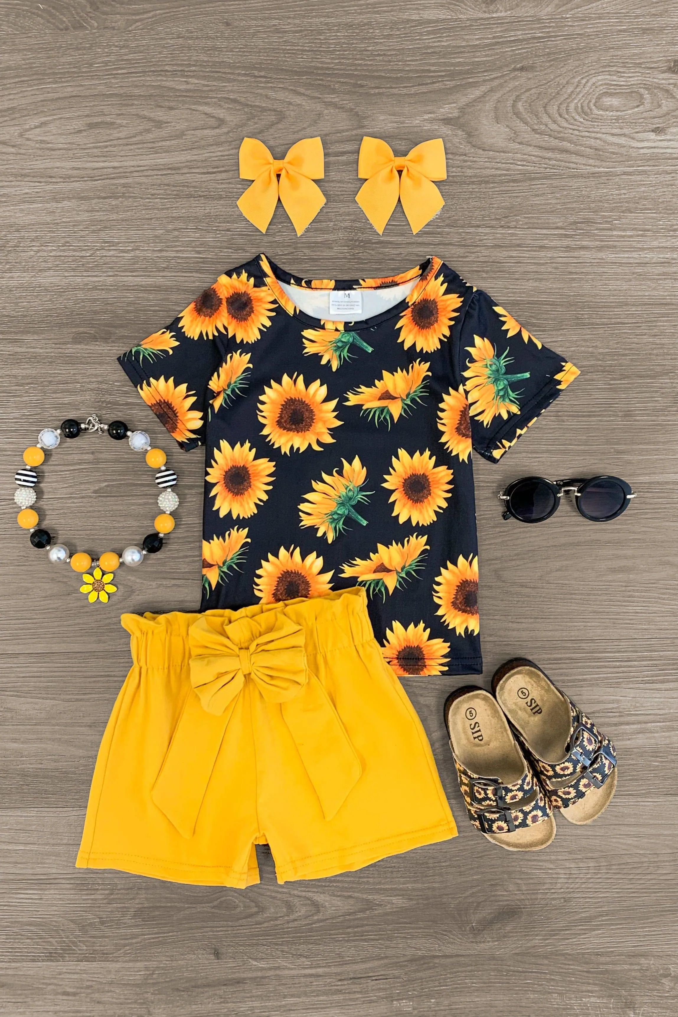 Black Sunflower Short Set