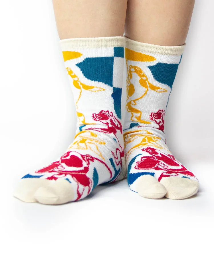 Blue Green Gold Fish Tabi Socks / High Quality Geta Socks (Size 36-39)