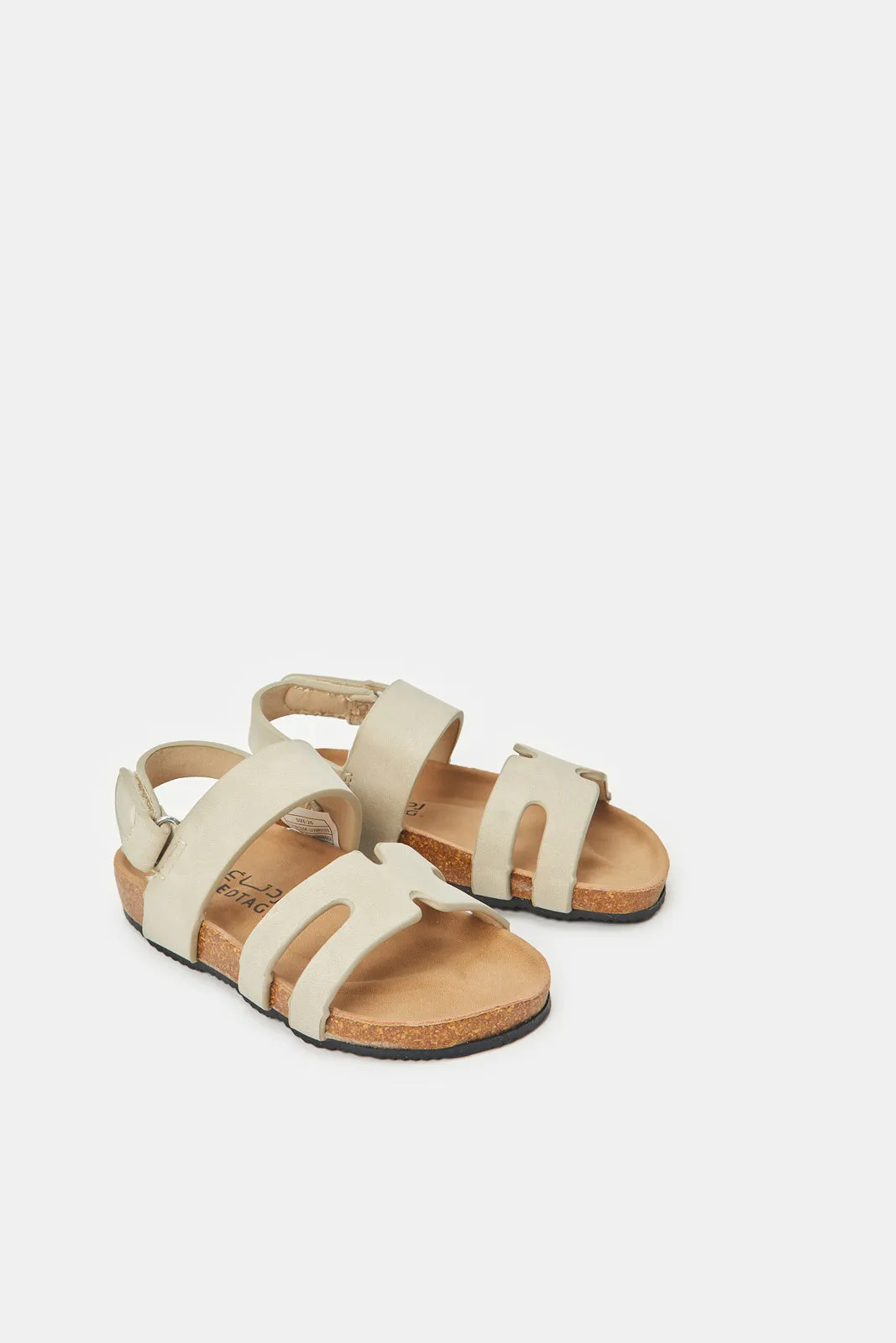 Boys Grey H Strap Cork Sandals