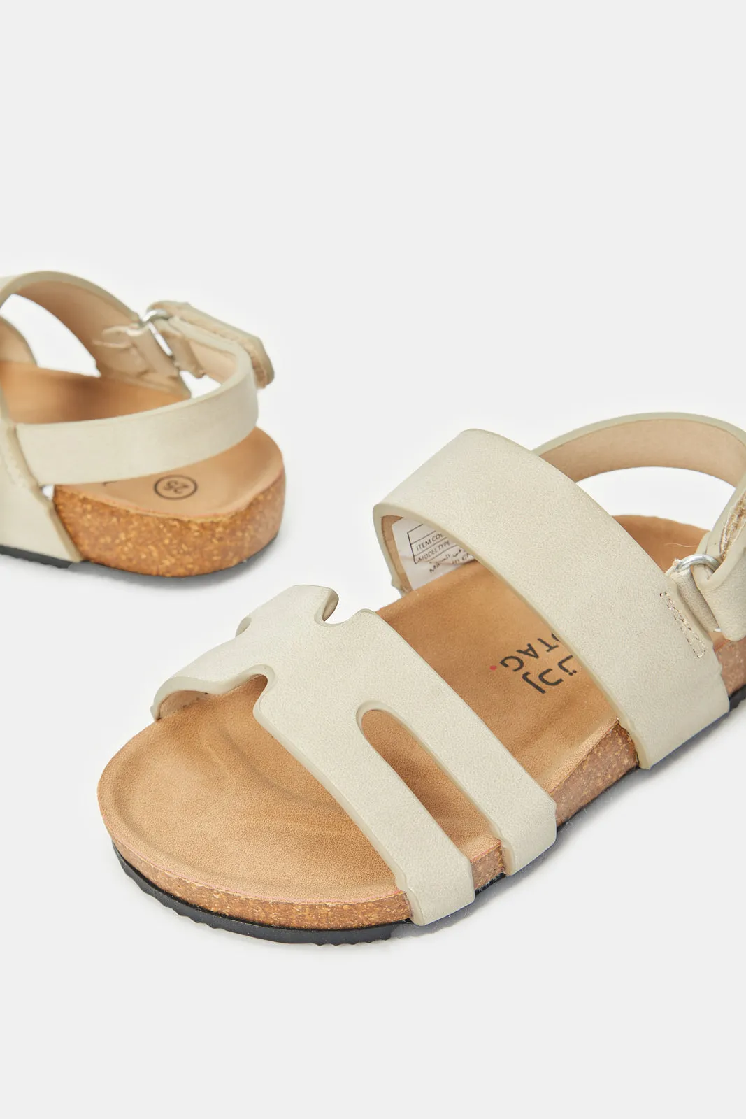 Boys Grey H Strap Cork Sandals