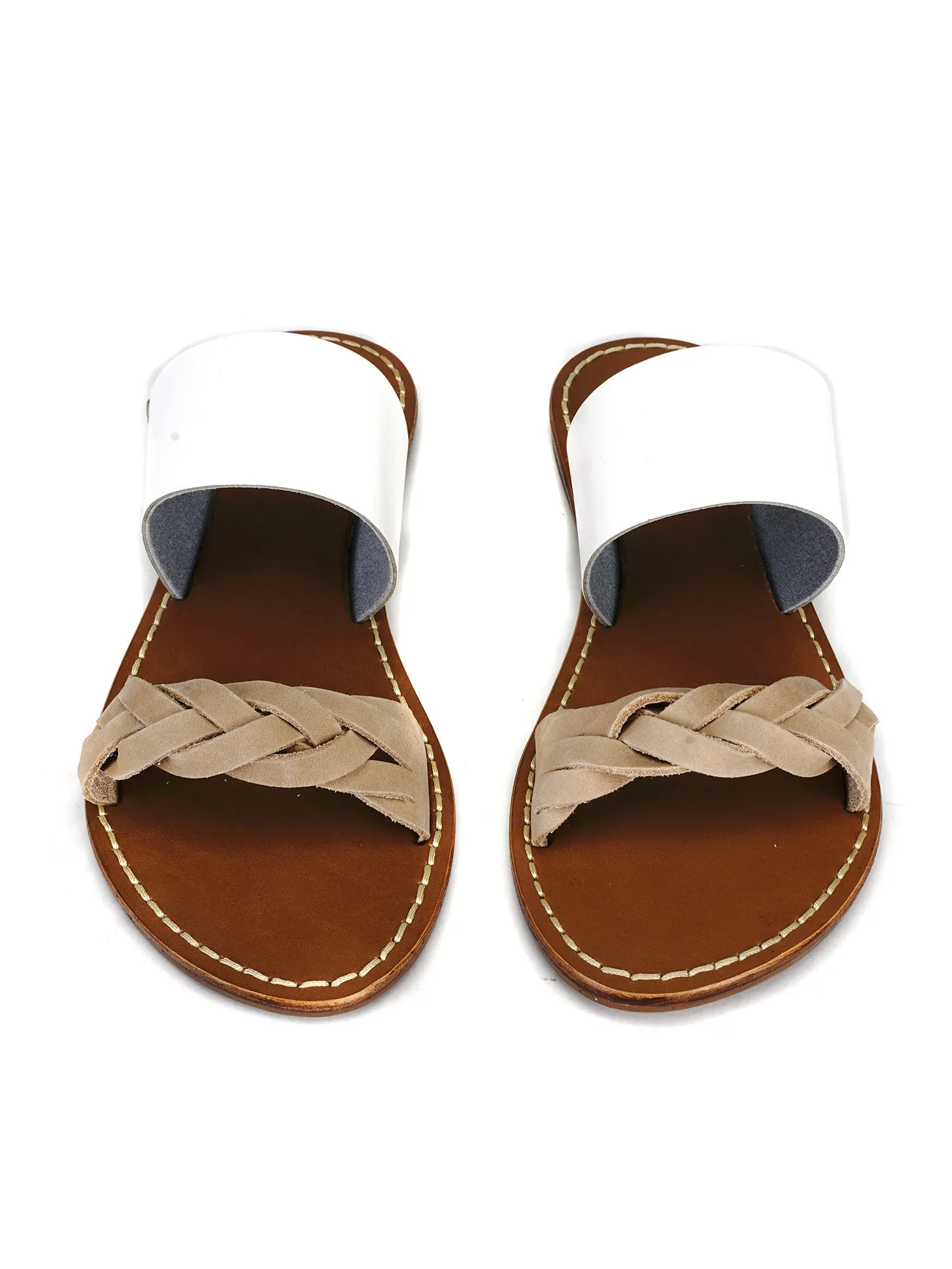 BRAIDED SLIDE SANDAL_WHITE