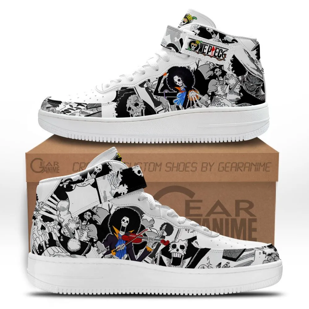 Brook Sneakers Air Mid OP Custom Anime Shoes Mix Manga