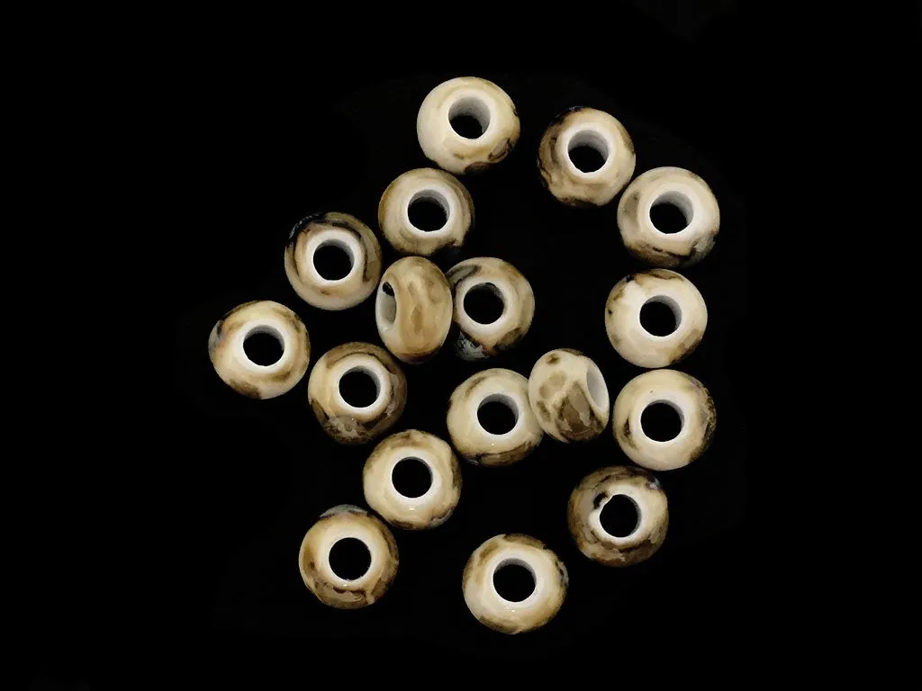 Brown Disc Circular 2 Ceramic Beads