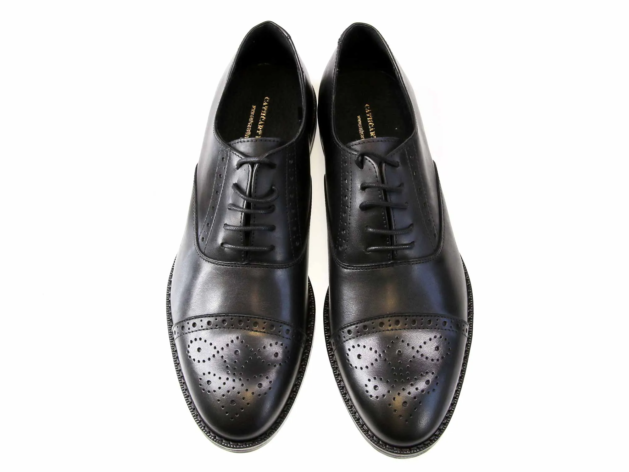 BUXTON Mens Black Calf Semi-Brogue Shoes