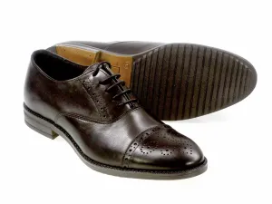 BUXTON Mens Black Calf Semi-Brogue Shoes