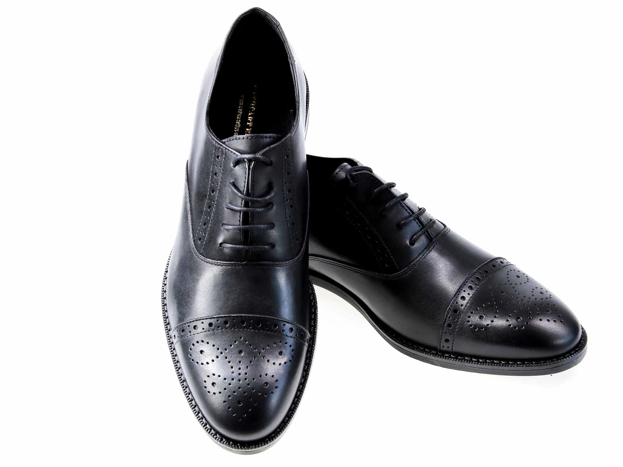 BUXTON Mens Black Calf Semi-Brogue Shoes