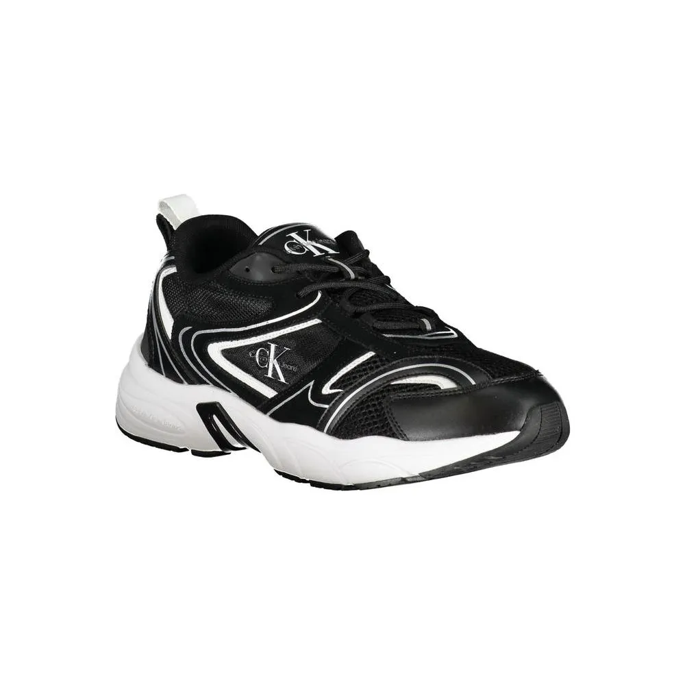 Calvin Klein Sleek Black Lace-Up Sneakers with Contrast Details