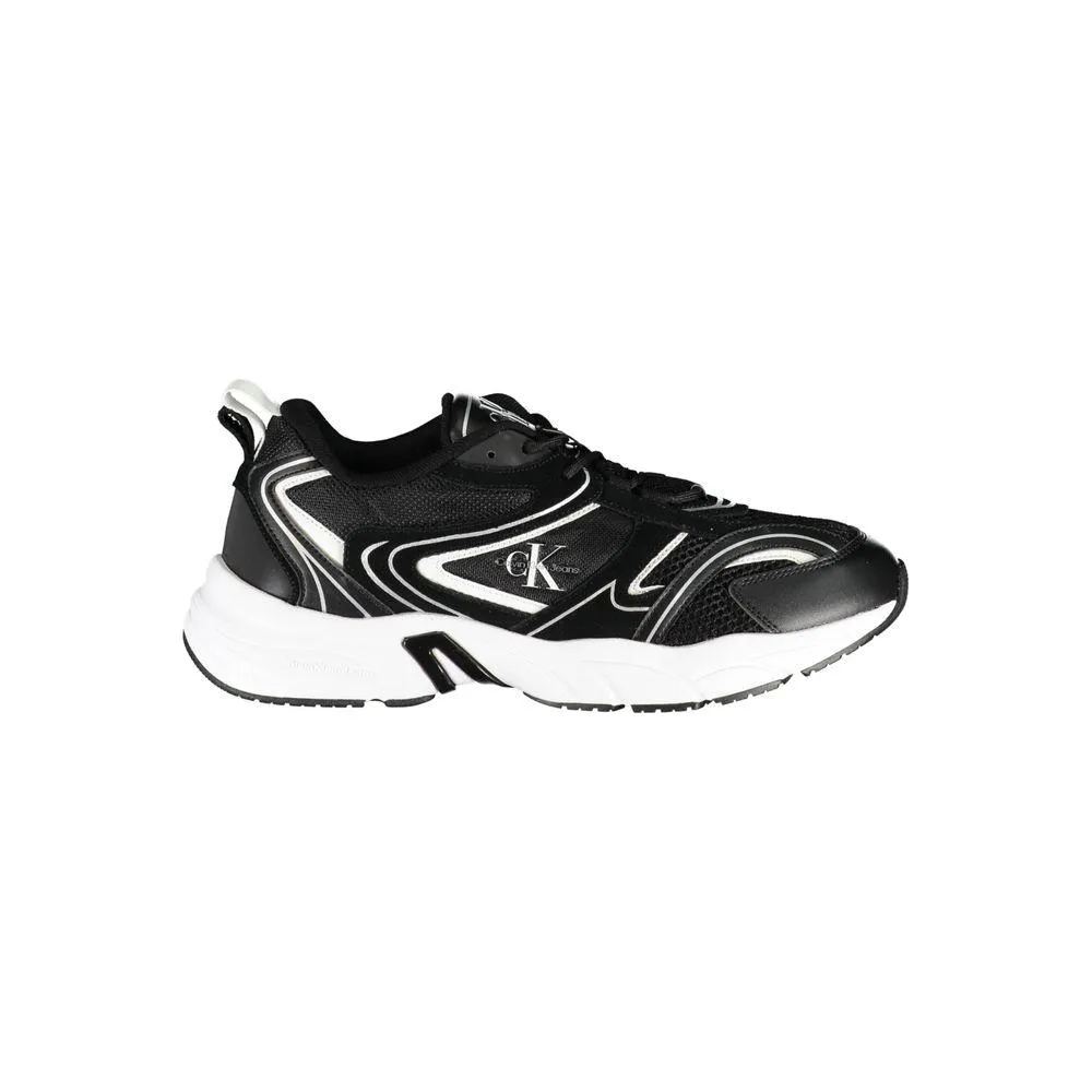 Calvin Klein Sleek Black Lace-Up Sneakers with Contrast Details