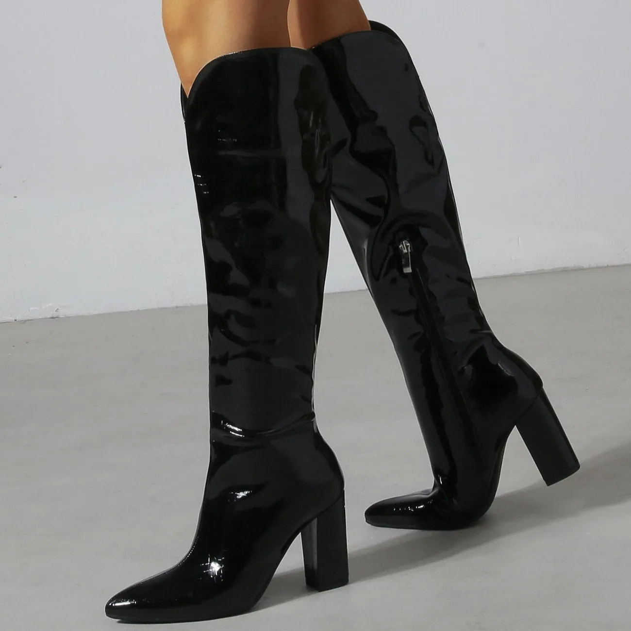 Chunky Heeled Thigh-high Boots