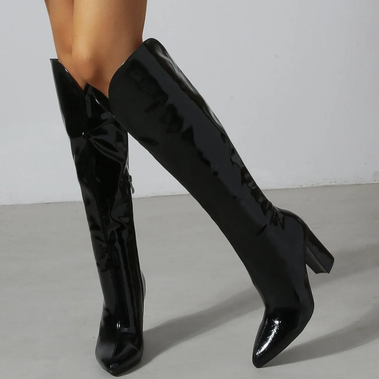 Chunky Heeled Thigh-high Boots