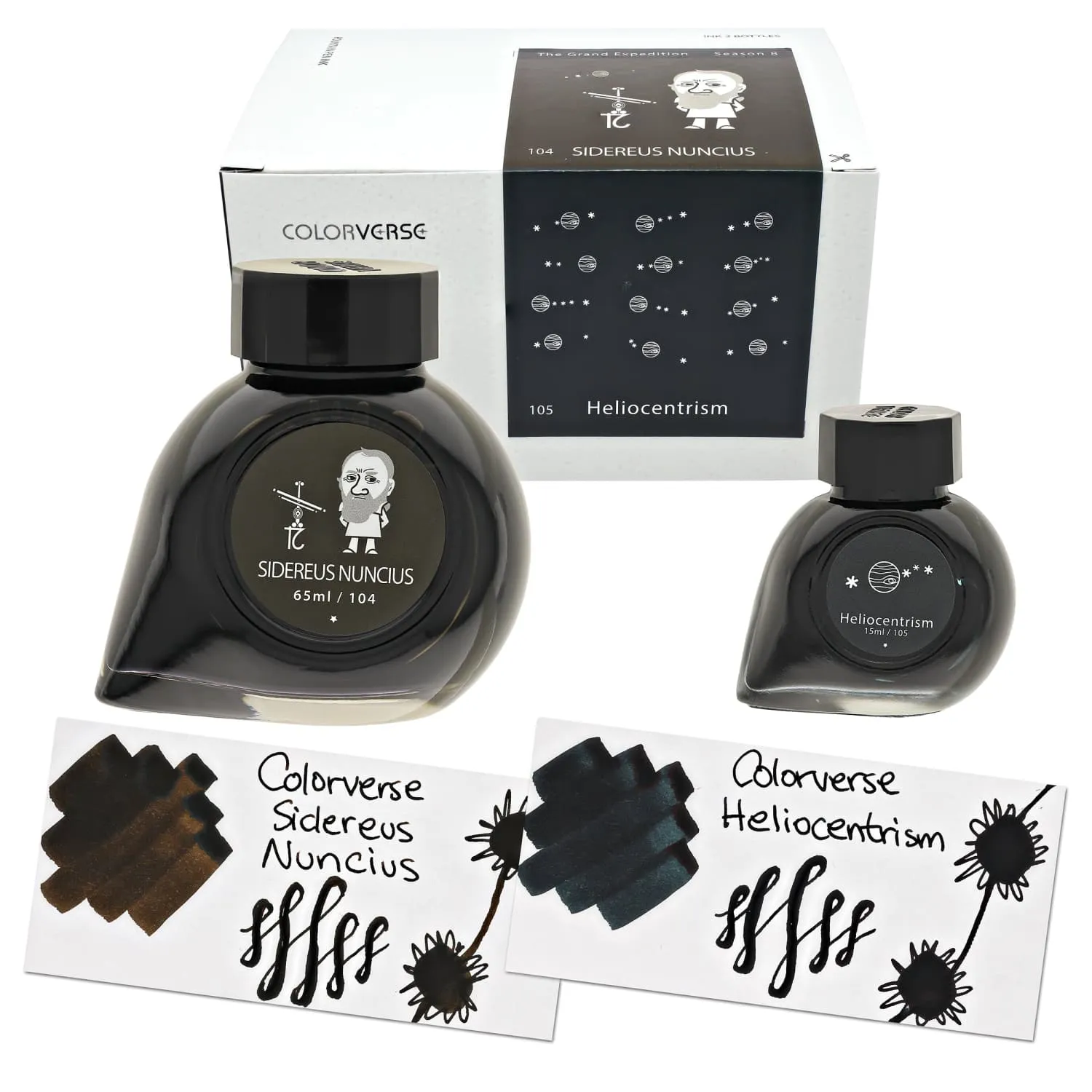 Colorverse Season 8 The Grand Expedition Bottled Ink in Sidereus Nuncius & Heliocentrism - Set of 2 (65ml 15ml)