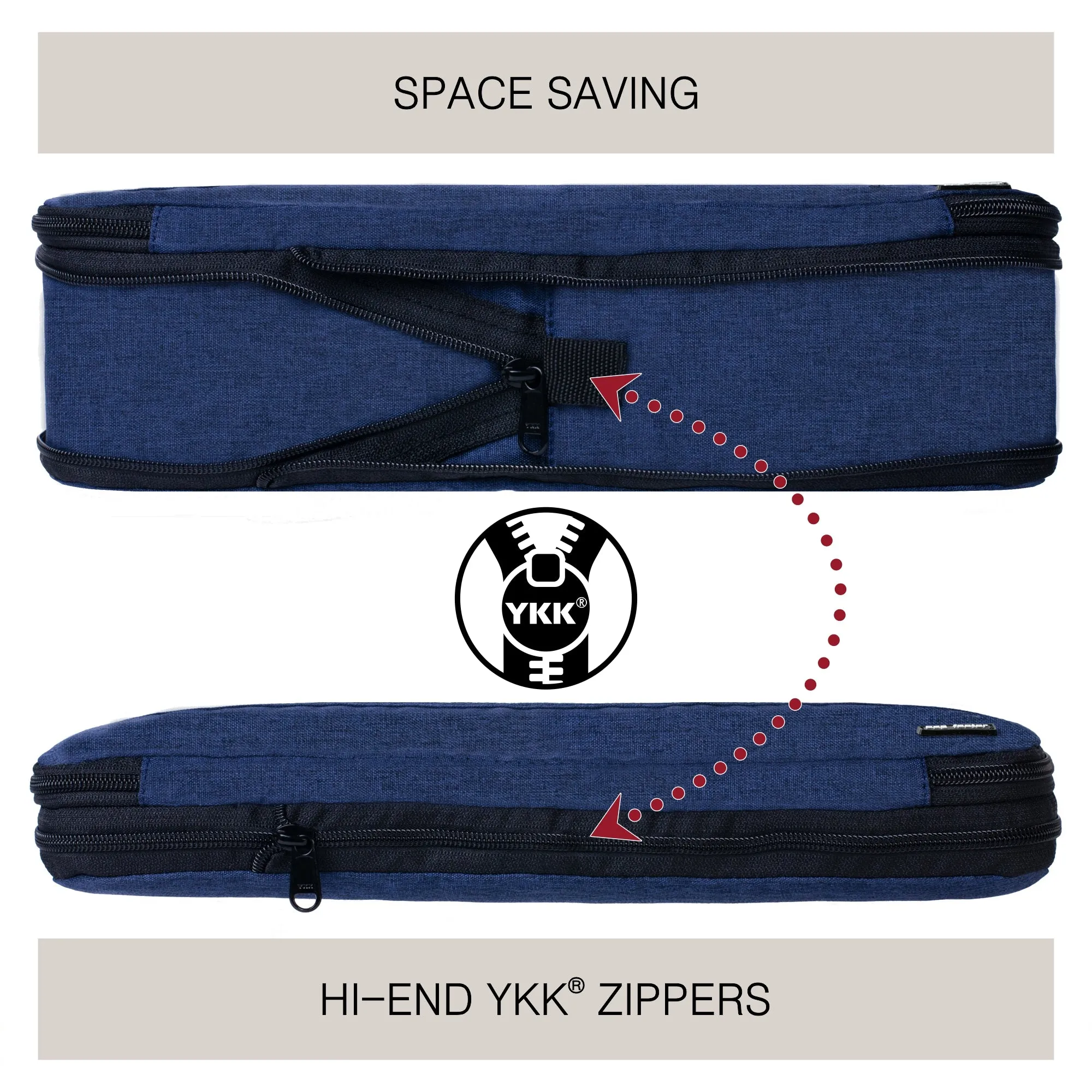 Compression Packing Cubes for Travel - Bag Factor Premium Luggage Organizer Set (Navy Blue)