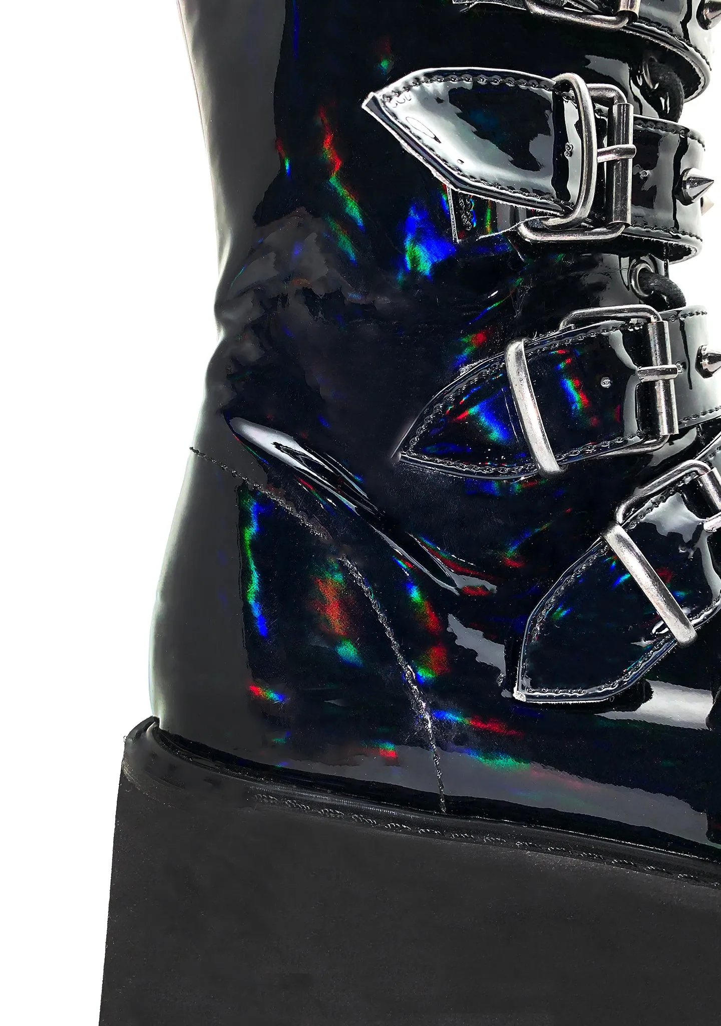 DAMNED 225 Necromancer Hologram Black Platform Boots