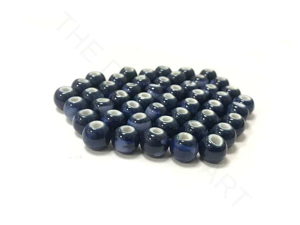 Dark Blue Circular 2 Ceramic Beads