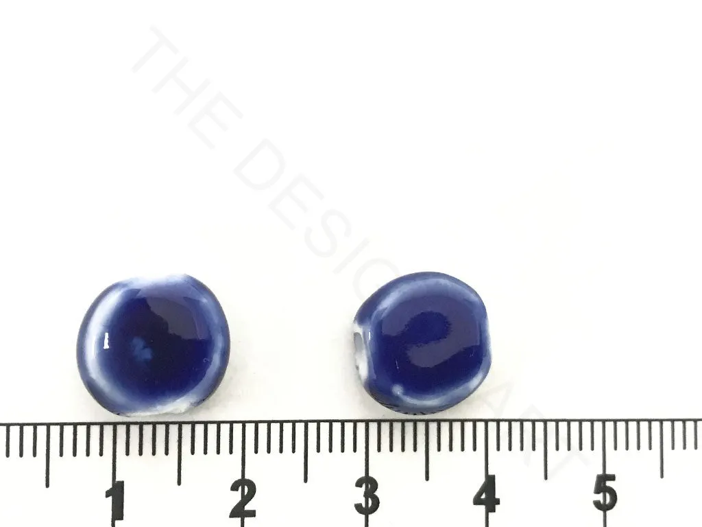 Dark Blue Disc Spherical Ceramic Beads