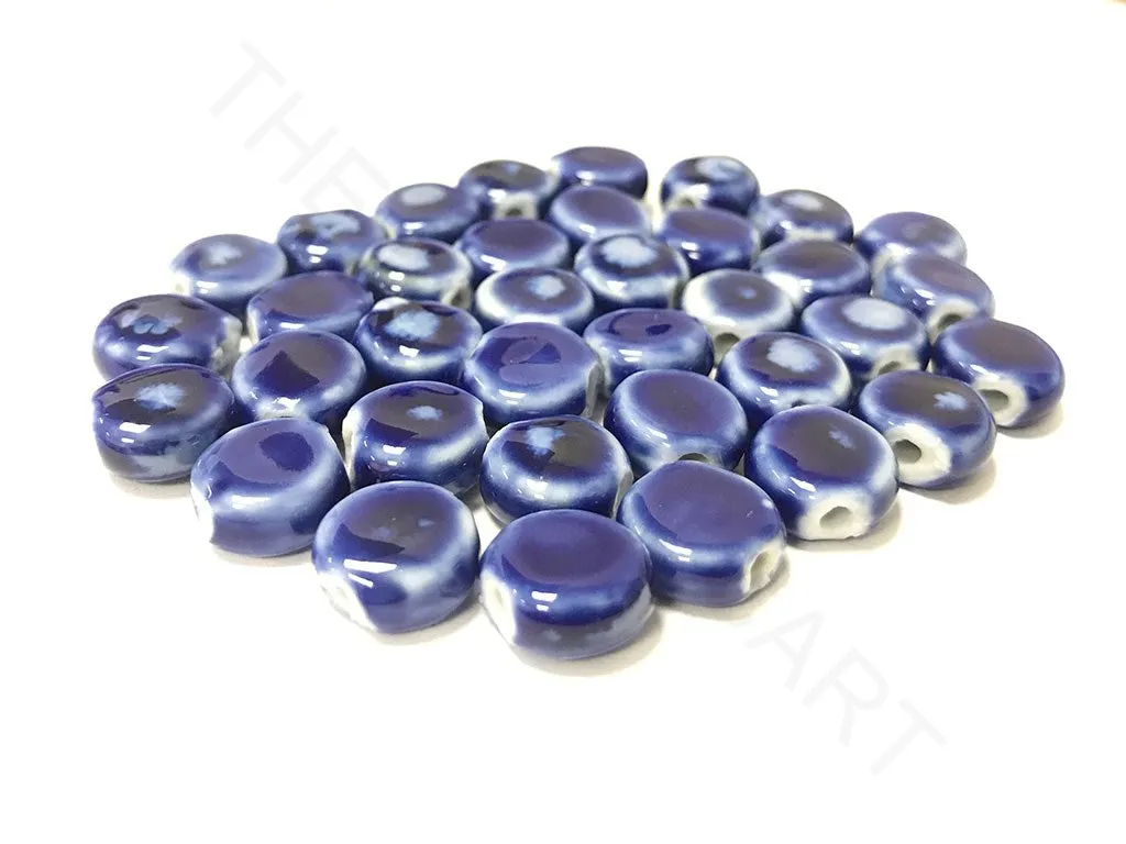 Dark Blue Disc Spherical Ceramic Beads