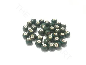 Dark Green Circular Ceramic Beads