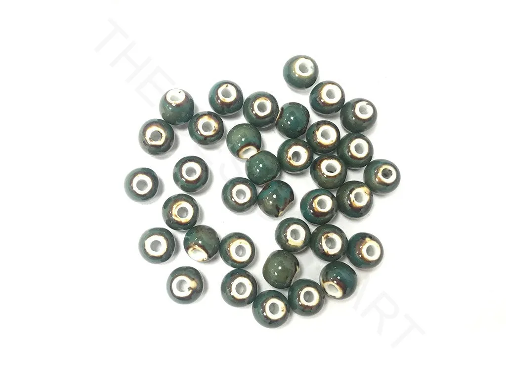 Dark Green Circular Ceramic Beads