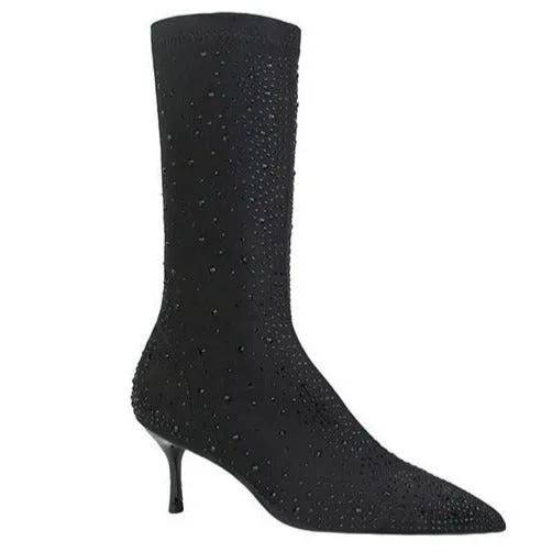 Diamond Elements Pointed Toe Fine High Heel Short Boots