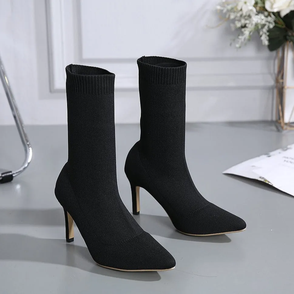 Fashionable Pointed Toe Stiletto Sock Boots