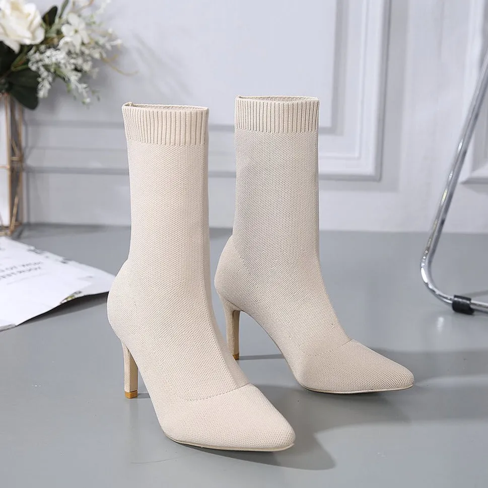 Fashionable Pointed Toe Stiletto Sock Boots