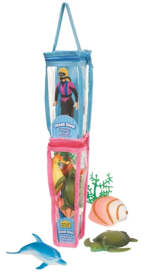 Female Diver & Aquatic Animal Figurines