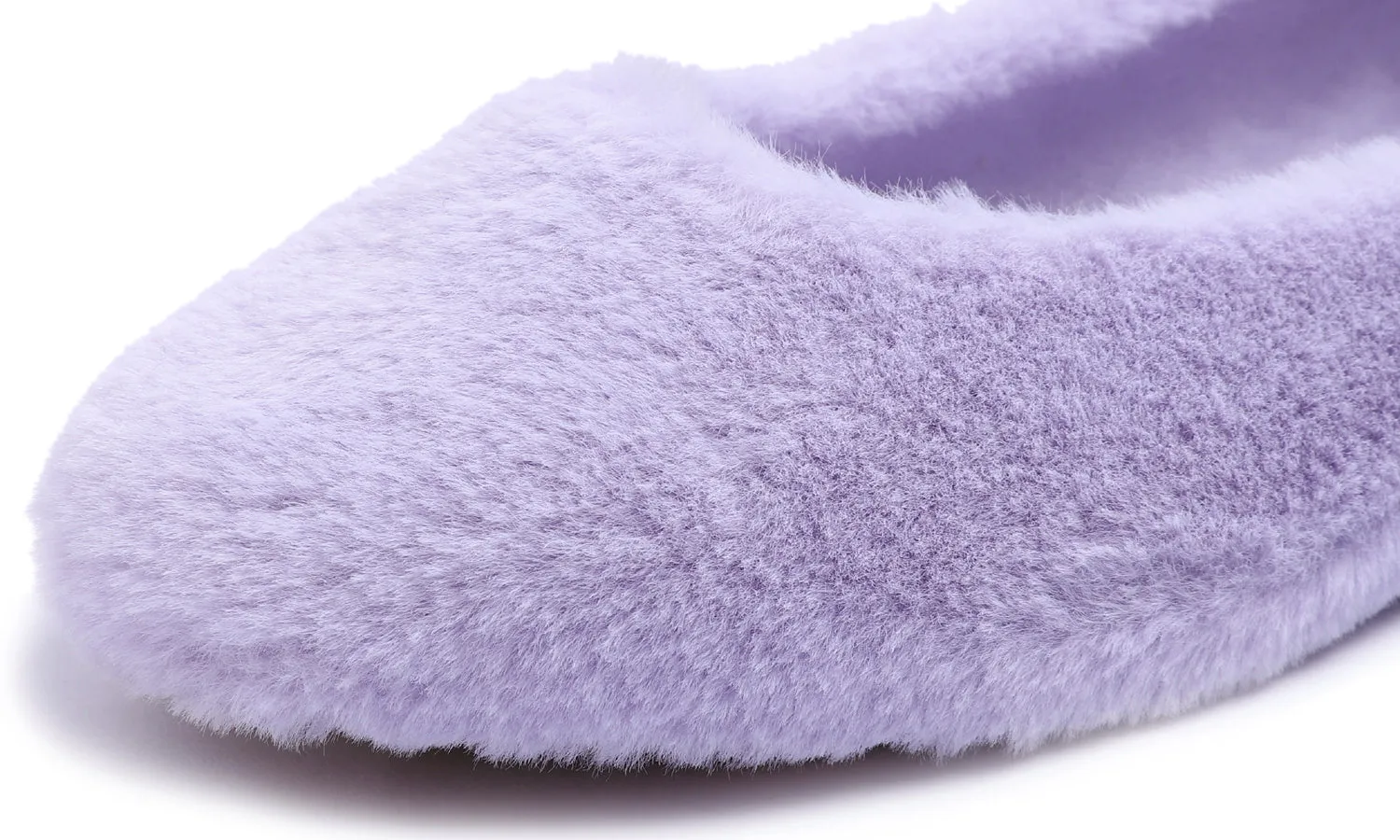 Feversole Women's Fashion Round Toe Puffy Warm Comfort Home Indoor Winter Soft Ballet Slippers Lavender Purple Plush