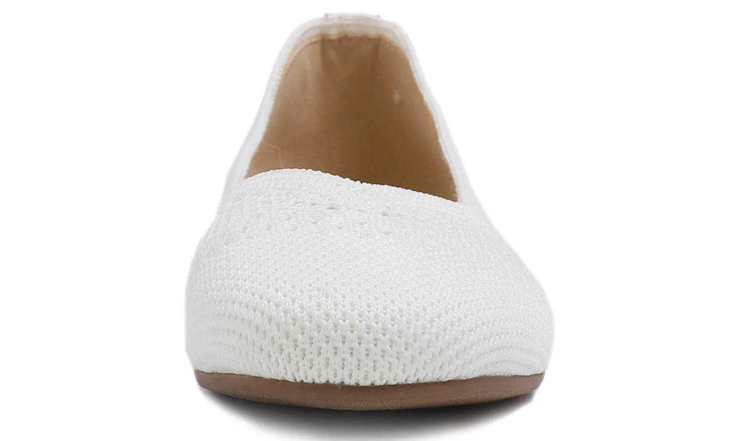 Feversole Women's Woven Fashion Breathable Knit Flat Shoes Cream White Ballet