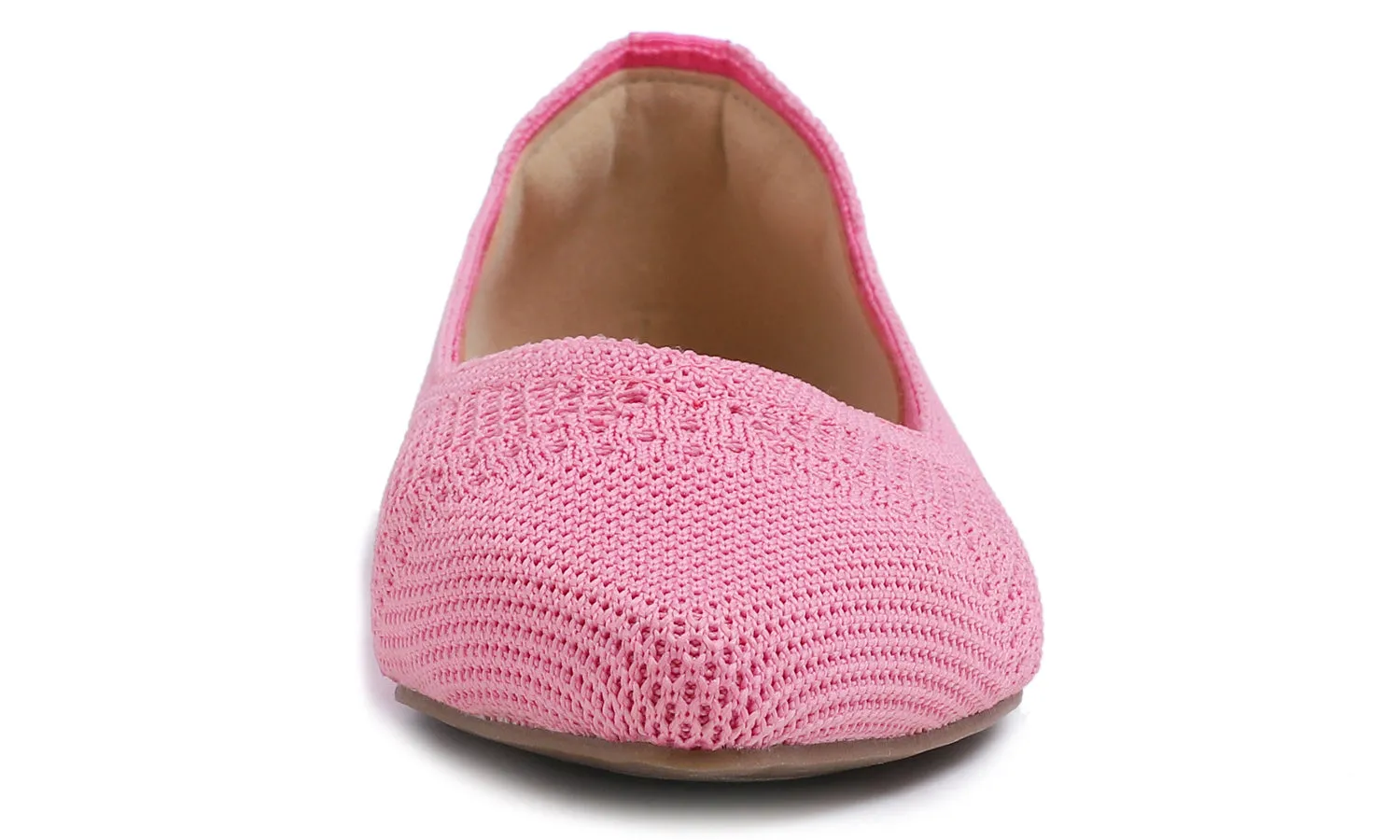 Feversole Women's Woven Fashion Breathable Knit Flat Shoes Pointed Hot Pink