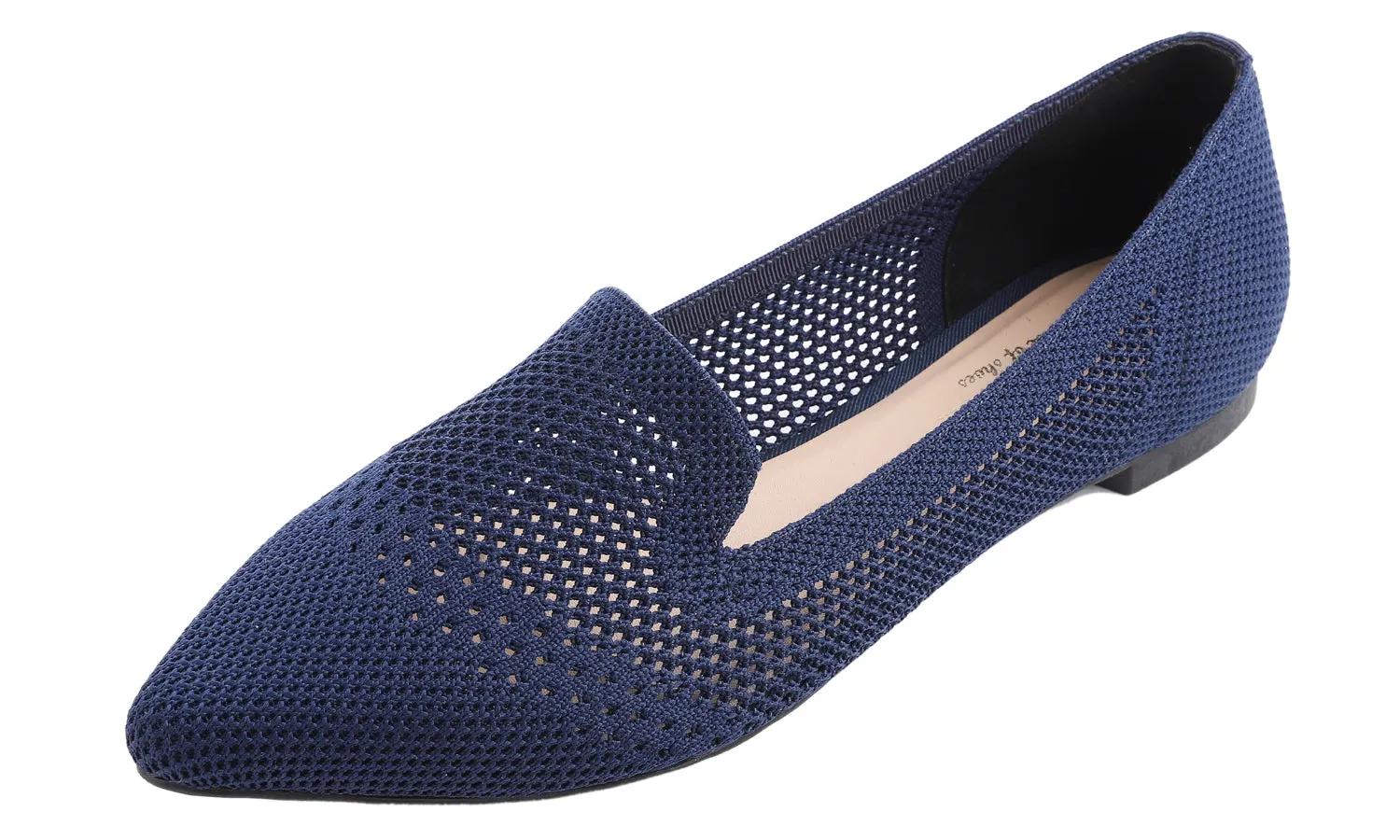 Feversole Women's Woven Fashion Breathable Knit Flat Shoes Pointed Loafer Navy