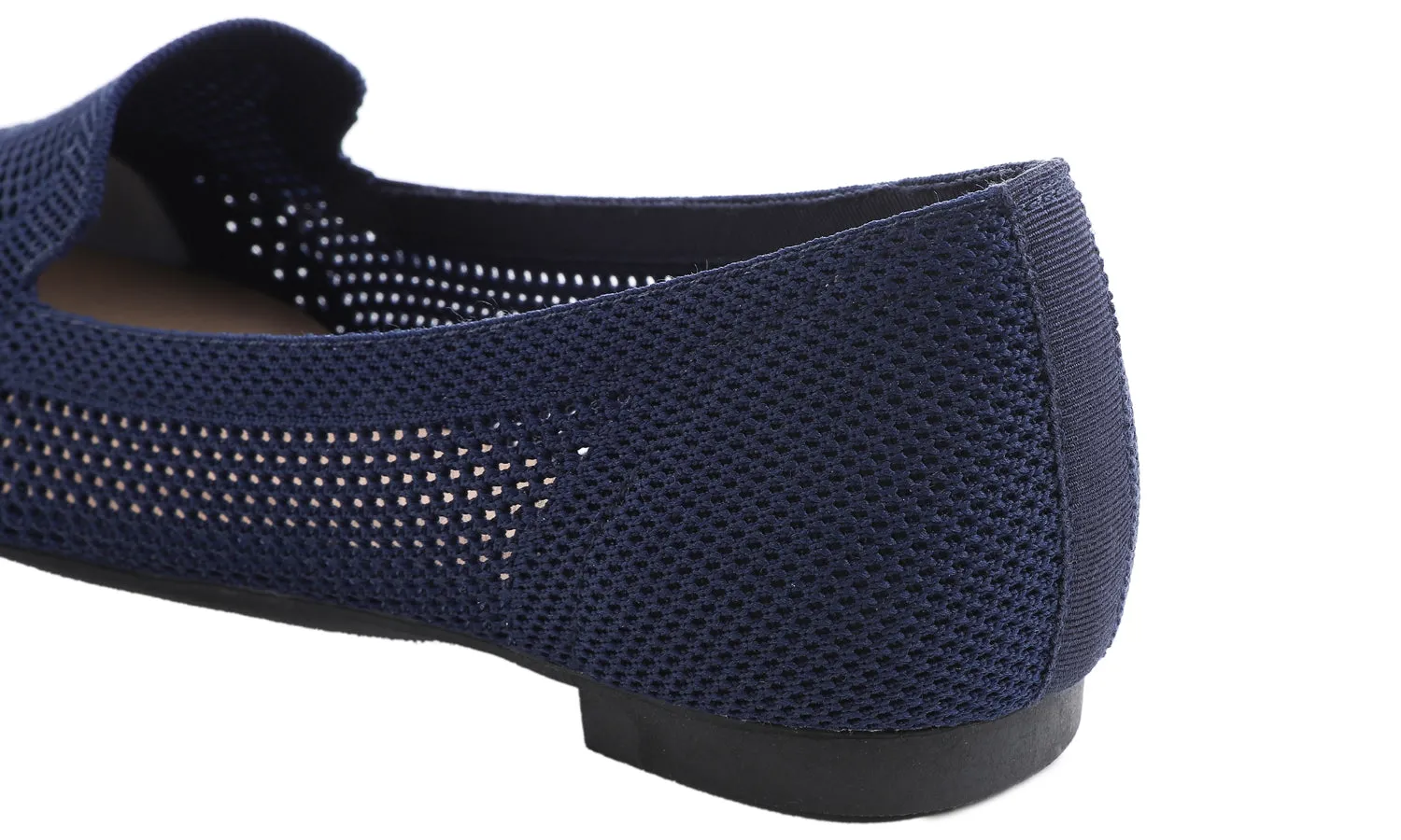 Feversole Women's Woven Fashion Breathable Knit Flat Shoes Pointed Loafer Navy