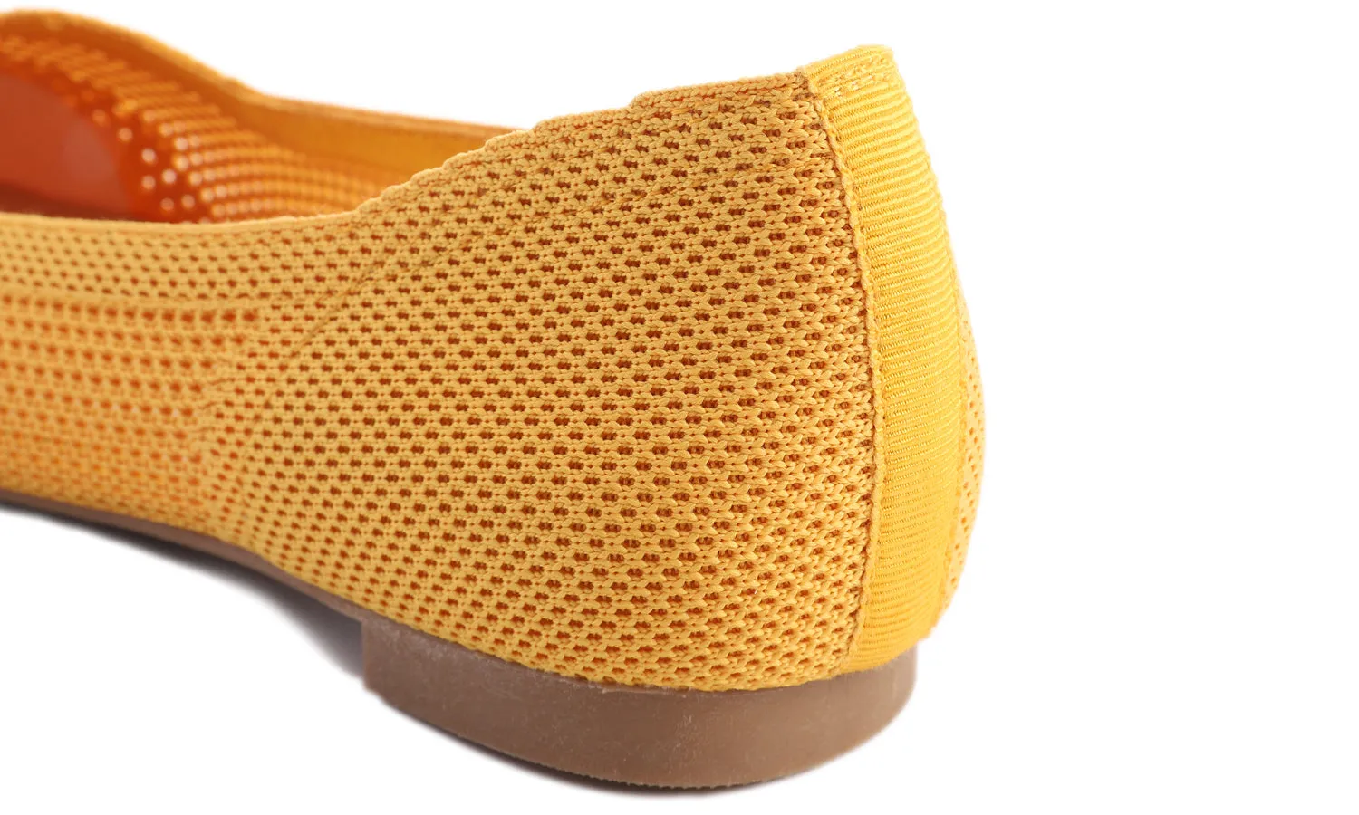 Feversole Women's Woven Fashion Breathable Knit Flat Shoes Pointed Yellow