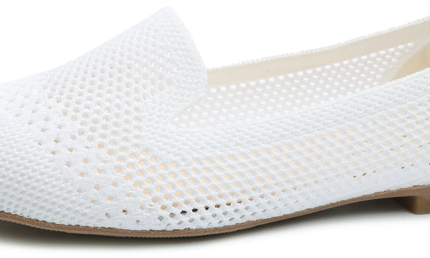 Feversole Women's Woven Fashion Breathable Knit Flat Shoes White Loafer