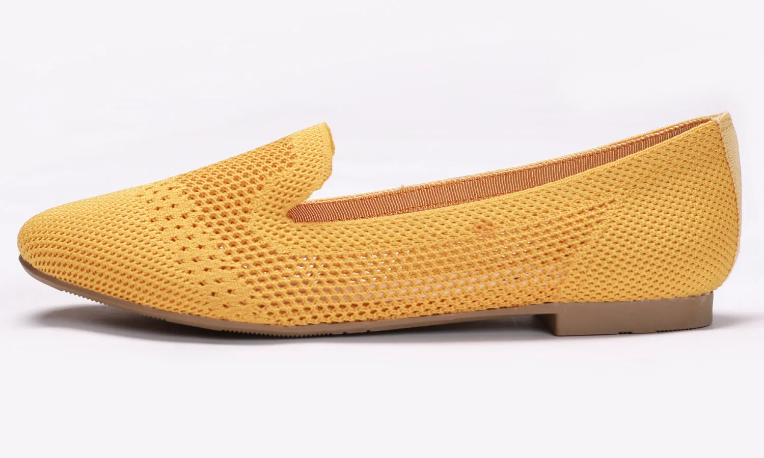 Feversole Women's Woven Fashion Breathable Knit Flat Shoes Yellow Loafer