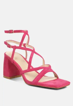 FIORELLA Fuchsia Strappy Block Heel Sandals