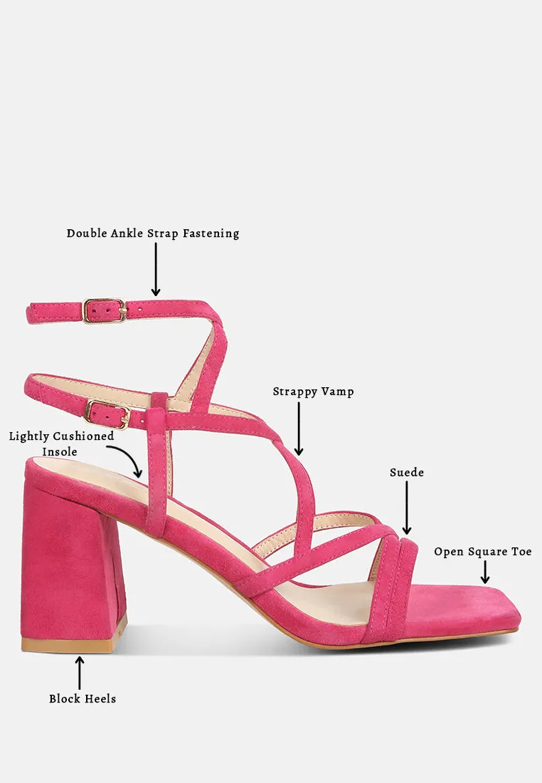 FIORELLA Fuchsia Strappy Block Heel Sandals