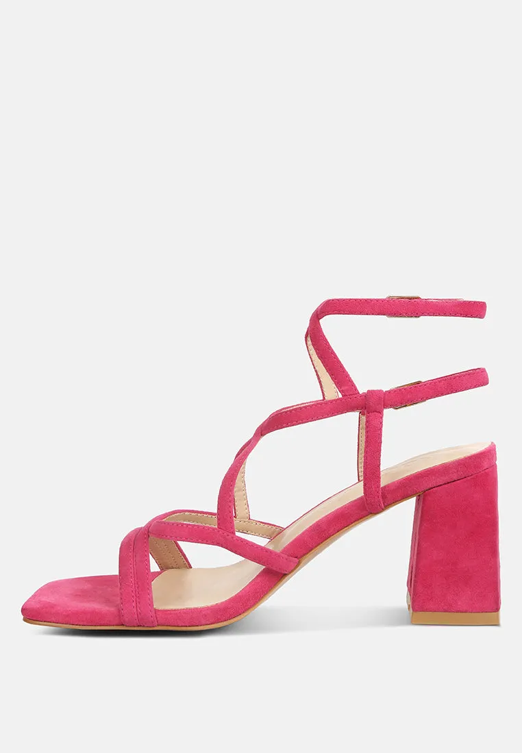 FIORELLA Fuchsia Strappy Block Heel Sandals