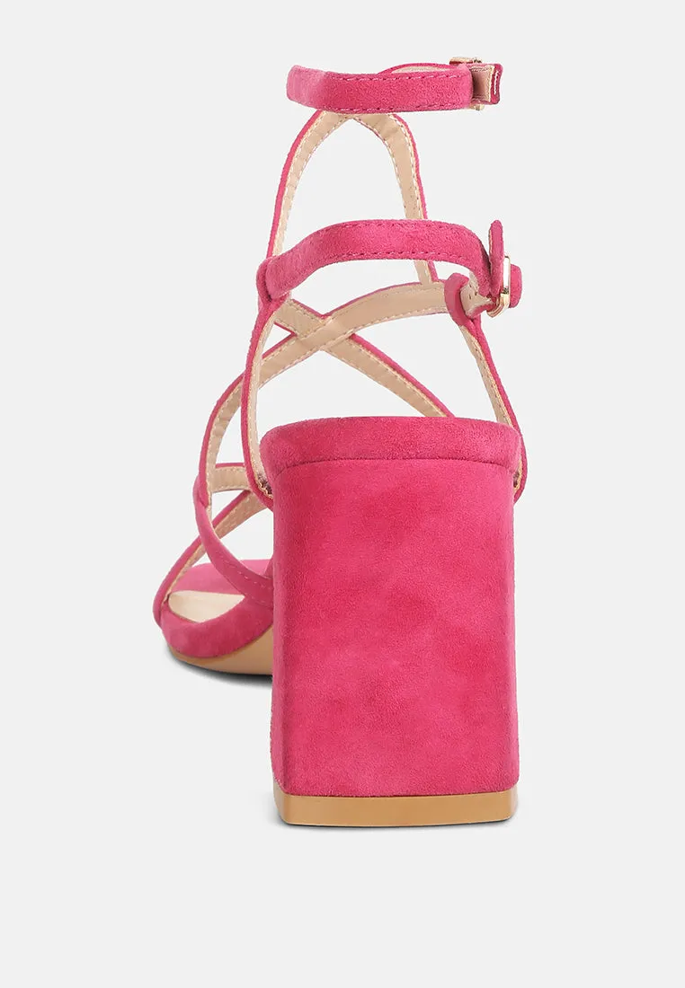 FIORELLA Fuchsia Strappy Block Heel Sandals